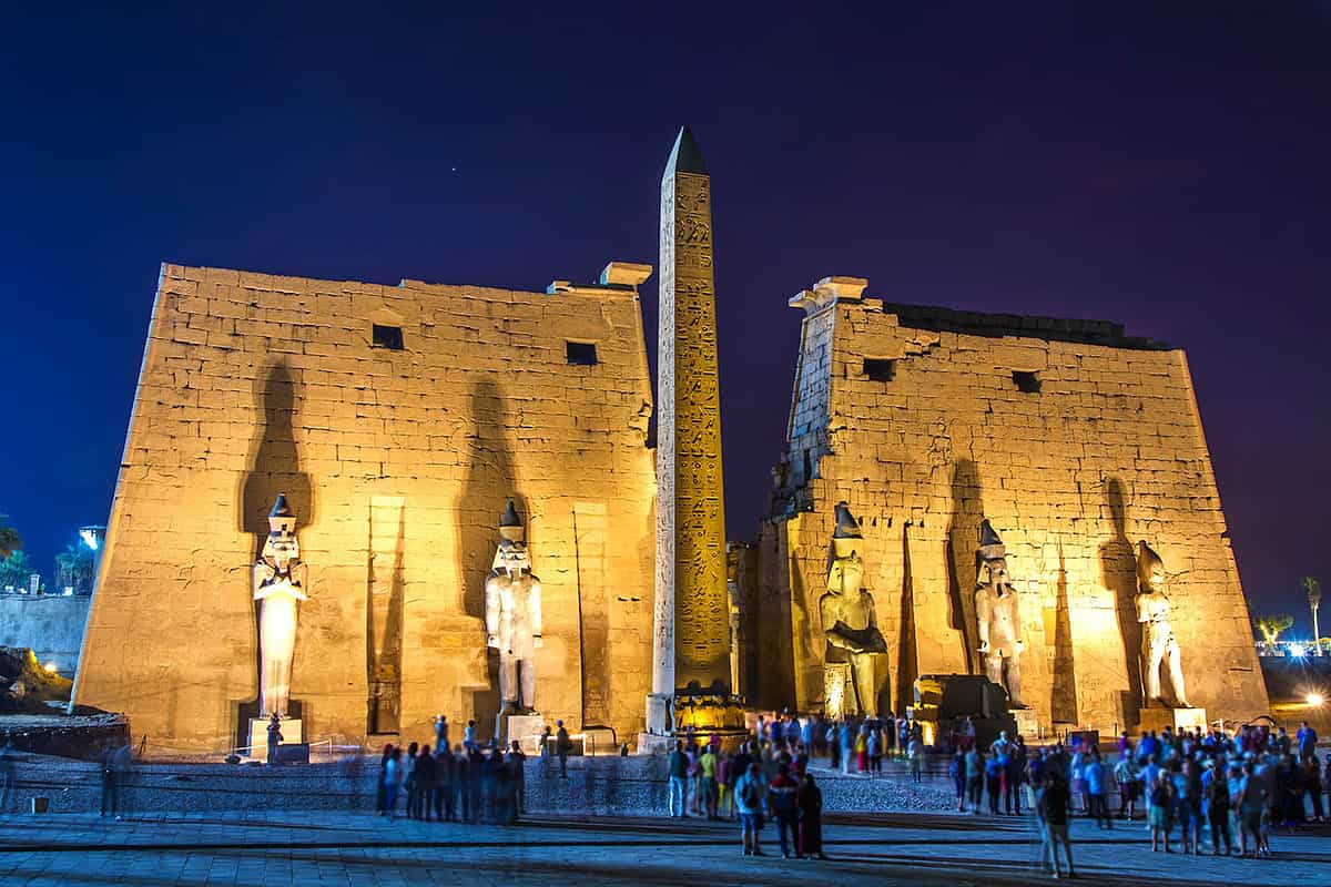 Luxor Temple illuminated at night